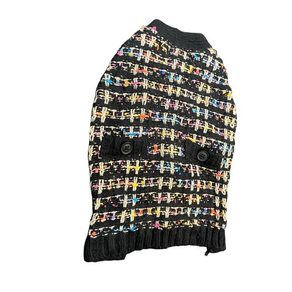 Aqua Pet Dog Cardigan Sweater Button Closure Cozy Winter Black Multicolor Medium - Picture 8 of 9